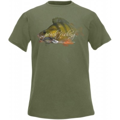 T-Shirt  Flotsam Perch Lure Fishing Addiction - Olive