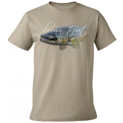 T-Shirt  Flotsam Brown Trout Fly I - Khaki