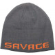 Zimní čepice Savage Gear Logo Beanie One Size Rock Grey/Orange