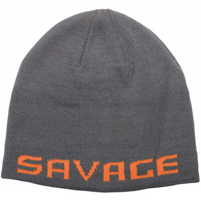 Zimní čepice Savage Gear Logo Beanie One Size Rock Grey/Orange